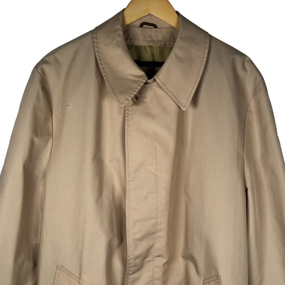Vtg‎ Sears The Mens Store Trench Coat Mens 46R Beige Overcoat Outerwear Classic